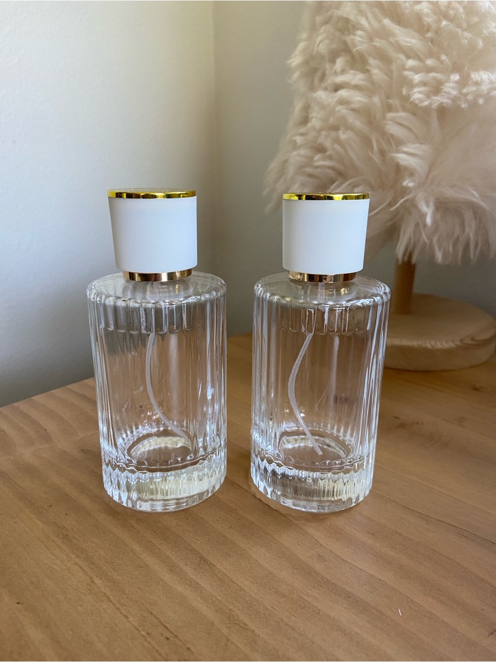 100ml 3.3oz thick striped cylinder heavy glass perfume spray bottles decant 2pk